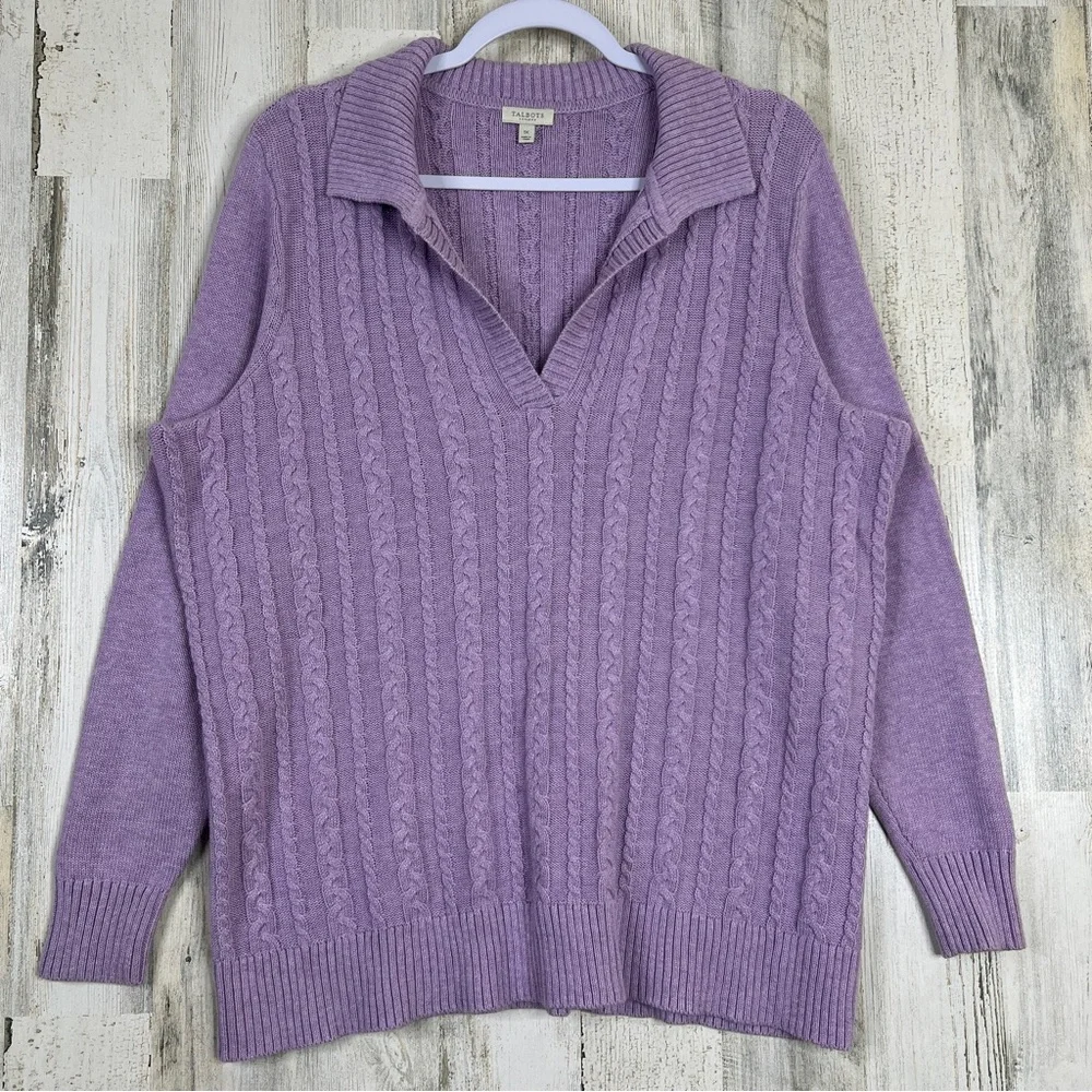Talbots Women's 1X Cozy Purple Knit Sweater‎ Classic Preppy Winter Layering